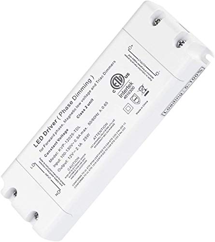 25W Dimmable Driver LED Power Supply - ETL 12V DC Dimming LED Drivers Transformer Compatible with Lutron, Leviton