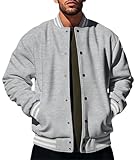  seiveini Veste de Baseball Homme College Manteau Varsity Jacket Blouson Collège Unisexe Oldschool Vintage Sport Hip Hop Streetwear B Gris Clair XXL
