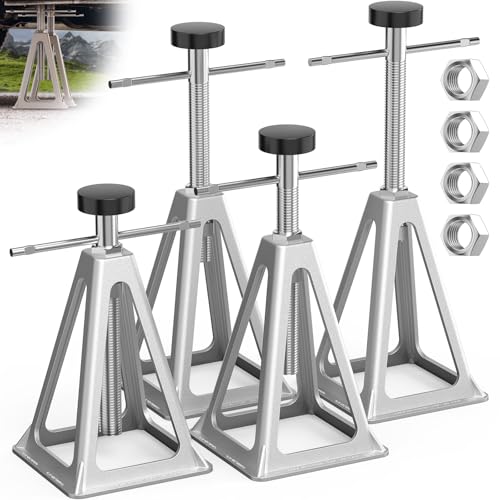 WELLUCK RV Stabilizers Jacks 4 Pack Screw Jack Stands for RV Camper Travel Trailer Leveling Aluminum Single Support Up to 6000 Lbs Adjustable from 11 to 17