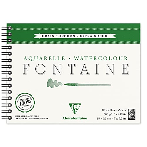 Bloc de papel de acuarela Clairefontaine 18x24 grano grueso para tecnicas de pintura humeda