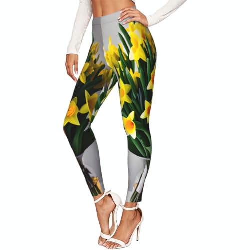 Leggings de mujer para diario mallas de narcisos cómodas y opacas