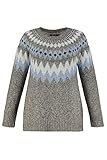 Norweger-Pullover mit Glitzereffekt. Aufwändig gestrickt mit Rundhalsausschnitt und langen Raglanärmeln. Rippbündchen.