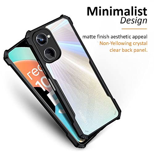 Image of WOW IMAGINE Polycarbonate Back Cover For Realme 10 Pro 5G - Airedge Technology | Crystal Clear Transparent Mobile Case Cover | Hard Bumper | Full Armor Shockproof Device & Camera Protection | Black