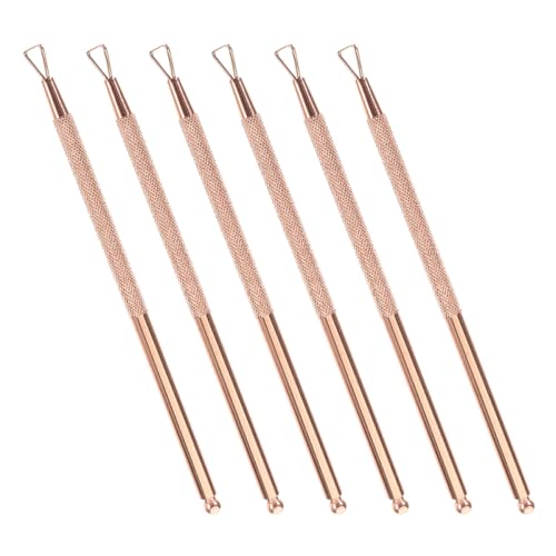 POPETPOP Empujador de Cutículas Triangular de Acero Inoxidable 6 Piezas Color Rosa Dorado para Manicura Profesional, Quitacutículas y Removedor de Esmalte de Uñas, Herramienta Multiusos