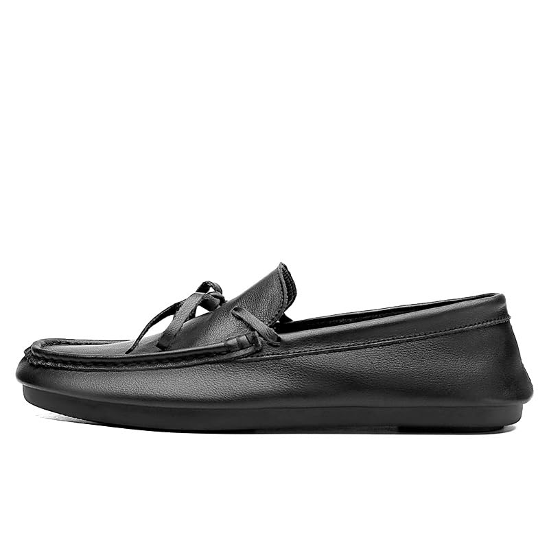 Men's Loafers Round Toe Leather Solid Color Loafer Shoes Flat Heel Flexible Anti-Slip Fashion Slip-ons2