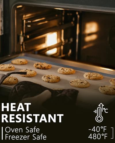 Silicone Baking Mat, Sopito Set of 5 Non Stick Baking Sheets Reusable Heat Resistant 250°C/480°F Silicone Pastry Mat for Roasting and Food Preparation, Grey - Image 3
