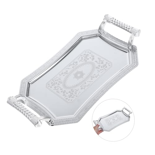 Plateau de service en acier inoxydable avec support rangement métal table basse - 8