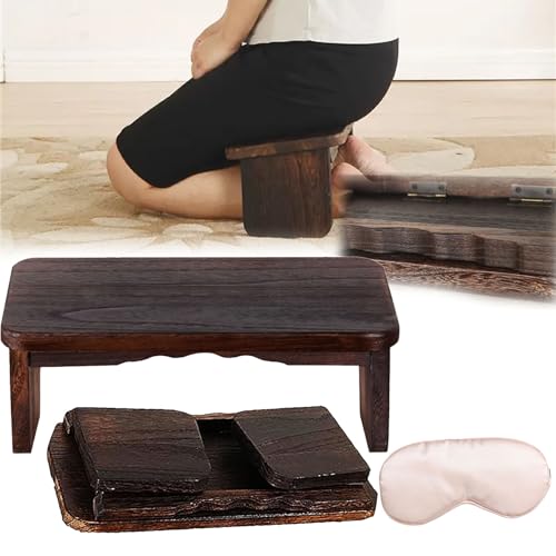 Yoga Stool, Wooden Foldable Yoga Meditation Bench Prayer Stool Yoga Accessories Inclined Design Natural Paulownia Solid Wood 45x26x12cm with Eye Mask for Tea Ceremony Yoga Praying Depth Yoga Stool, Wooden Foldable Yoga Meditation Bench Prayer Stool Yoga Accessories Inclined Design Natural Paulownia Solid Wood 45x26x12cm with Eye Mask for Tea Ceremony Yoga Praying Depth