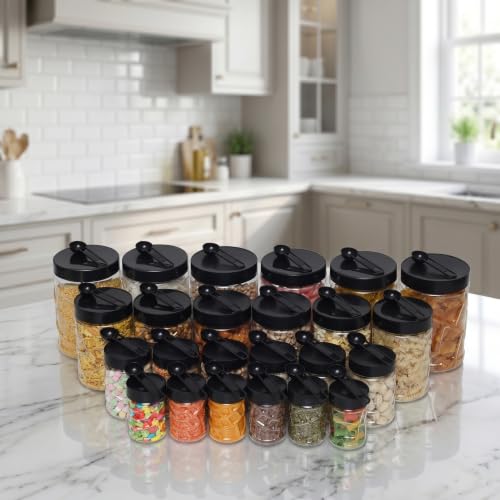 Image of Durable 24-Piece Airtight Kitchen Storage Containers - Clear Plastic Set with Free Spoons in Various Sizes (1200ml, 650ml, 350ml, 250ml) Pack Of, Clear (Pack Of 24)