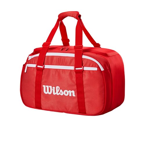 WILSON 2025 Super Tour Red Small Tennis Duffle - Red/White, Holds up to 2 Rackets