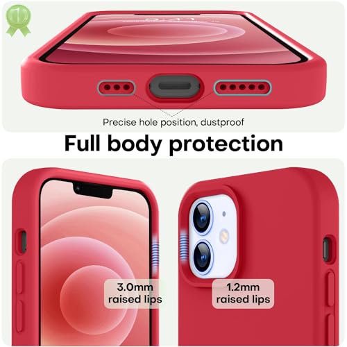 Image of LOVE 3000 Designed for iPhone 12 Case /iPhone 12 Pro Case, Premium Silicone with [Soft Anti-Scratch Microfiber Lining] Shockproof Protective Phone Case for Men Women Girls 6.1 inch, Red