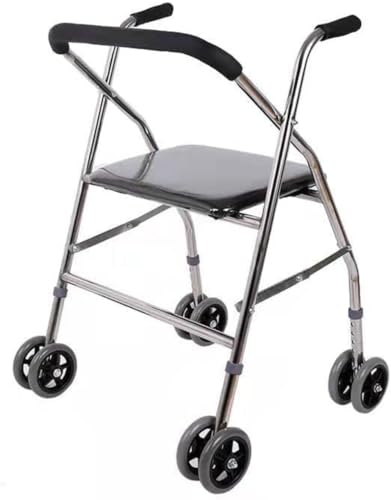 Eculcki 高齢者用歩行器椅 歩行器 高齢者の歩行者 歩行器 台車 簡易車椅子 歩行器 折りたたみ式 屋内外兼用 高齢者 高齢者へのプレゼント (A)