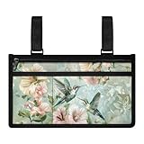 Goronwyfloyd Classic Bird and Flowers Wheelchair Side Bag with Cup Holder, Armrest Accessories for Wheelchair, Rollator, Walker Adjustable Straps and Zippered Pocket for Storage