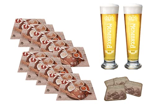 Pierre Trading Ltd Kit degustazione Birra Menabrea bicchieri sottobicchieri tovagliette - Set 16 Pz.