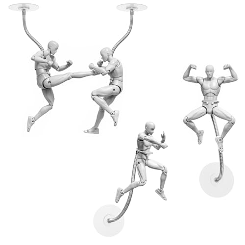 SveLoSolt 4 Pack Metal Adjustable Action Figure Flight Stand with Sticky Adhesive Base-Wall Mounted Stop Motion Rig for 6-7 Marvel Legends Figure Display Holder Stand Compatible with HG RG SD SHF Gundam 1/144 Toy