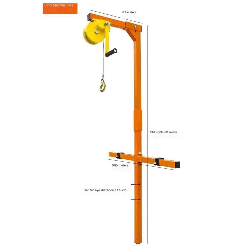 Hochleistungs-Hebegerät für Klimaanlagen, 150 kg Tragkraft, manuelle Seilwinde, robuster Kran mit 15 m Reichweite, einfache Installation, effizientes Oranges Design für H