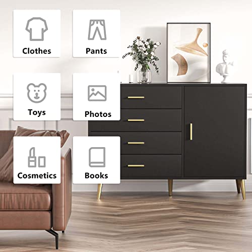 Resom Storage Cabinet With Drawers & Door, Sideboard Cabinet With Adjustable Shelf, Printer Stand For Home Office, Free Standing Accent Cabinet For Living Room, Bedroom And Hallway (Black) #TOP3