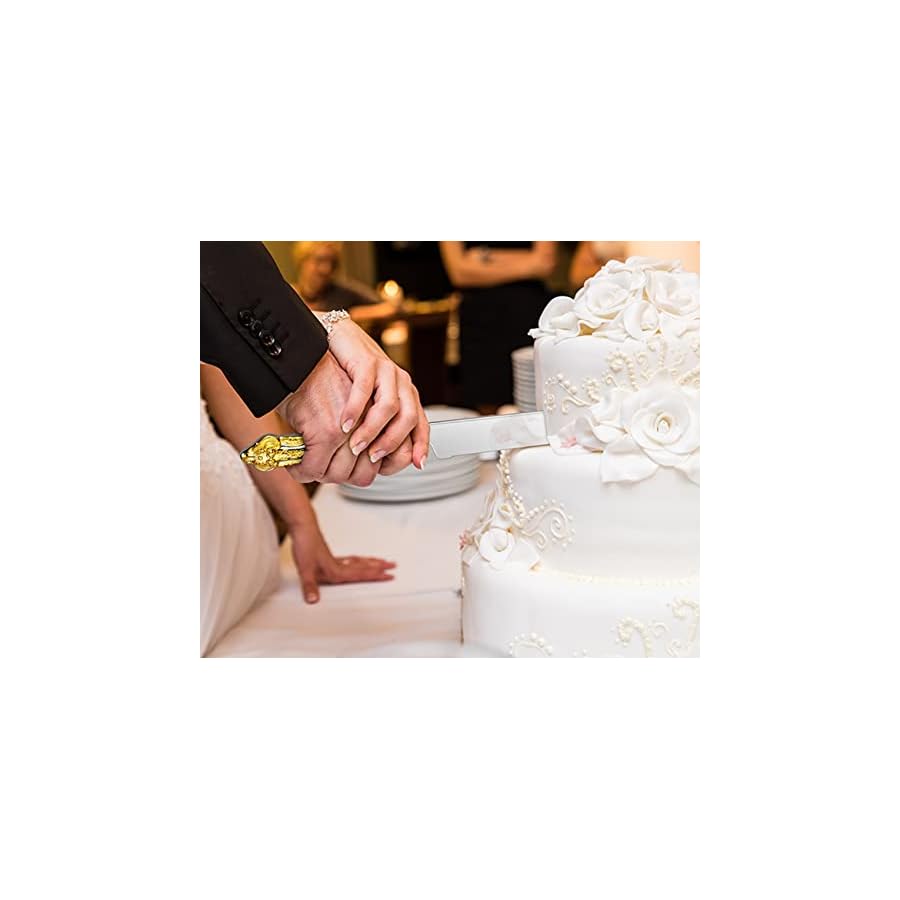 KEAWELL Gorgeous Wedding Cake Knife and Server Set, 18/10 Stainless Steel, Fine Luxury Cake Cutting Set (Gold Accent)
