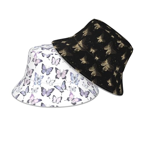 Image of Bucket Hat Double-Side-Wear Reversible Sun Hat Beach Travel Hiking for Women Men