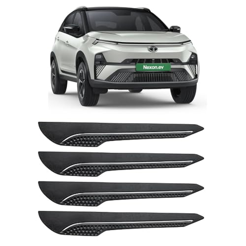 Image of AOSIS-Car Bumper Protector /Bumper Guard for Tata Nexon Ev with Single Chrome Stripe (4-Pcs)