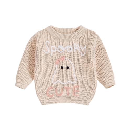 Toddler Baby Boy Girl Sweater Embroidery Knit Pumpkin Sweater Pullover Sweatshirt Halloween Outfits