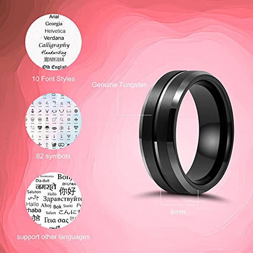 Lerchphi Black Tungsten Carbide Mens Wedding Band, Custom Engrave Ring, Personalized Classic 6Mm 8Mm Promise Ring For Him Size 10 #TOP4