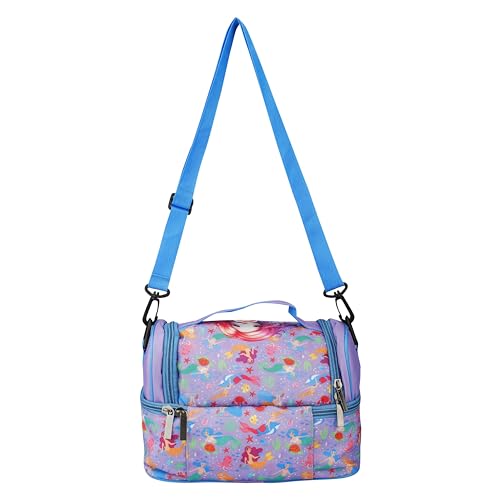 Image of Ji and Ja Multi Compartment Dual Slot Lunch Bag Double Insulated Tiffin Lunch Bag with Multi Zipper Pockets for School (Mermaid Purple)