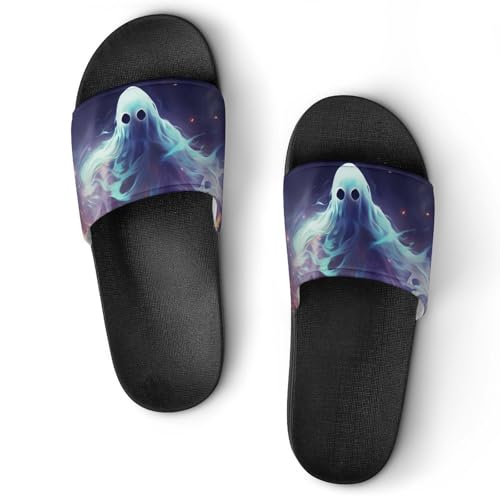 Ghost Halloween in Fire House Sandals Non-Slip Bathroom Slippers Beach Summer Shoes for Men Women