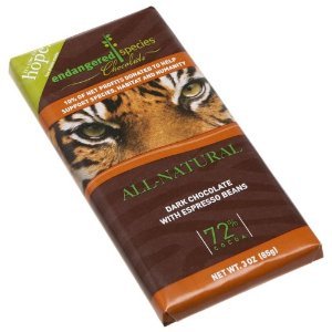 Endangered Species Dark Chocolate Bar Espresso Tiger ( 3 Oz)