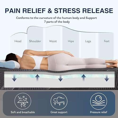 Image of Bamboo-Charcoal Cal King Memory Foam Mattress 8 Inch, Liquid Gel Mattress for Cool Sleep and Relieve Pressure, Bed in a Box, Made in USA CertiPUR-US Certified, 72 inchx84 inchx6 inch, Black