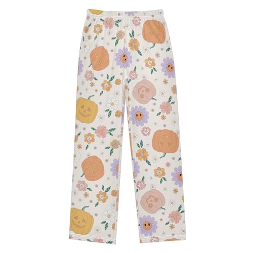 Boys' Pants Halloween Pumpkin Zombi Daisy Florals Long Bottoms Jogger Pants Elastic Waist Trousers with Pockets S-XL
