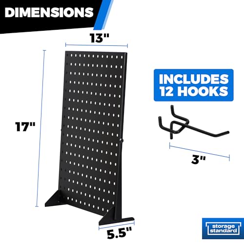 Black Metal Pegboard Display Stand with Pegboard Hooks