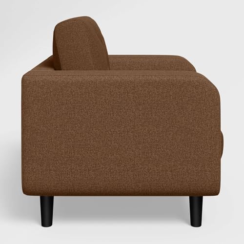 Image of Interio by Godrej Sofa Zompy Advance 1 Seater Fabric Sofa for Living Room, 3-Years Warranty, Solid Wood, Dark Brown
