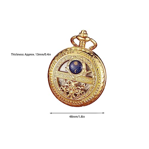 Klassieke Zakhorloge Handopwindbare mechanische zakhorloges heren zakhorloge vintage met kettingdoos for papa zoon opa verjaardagscadeaus Quartz Zakhorloge - Afbeelding 3
