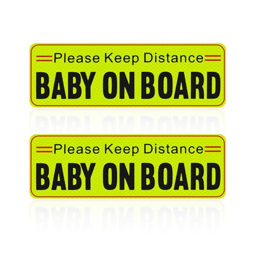 Image of 2PCS Baby on Board Magnet for Car,Reflective Baby on Board Sticker Magnet as Warning Sign to Others,Eye-catching Babies on Boards Signs for Car Magnets Cars Accessories