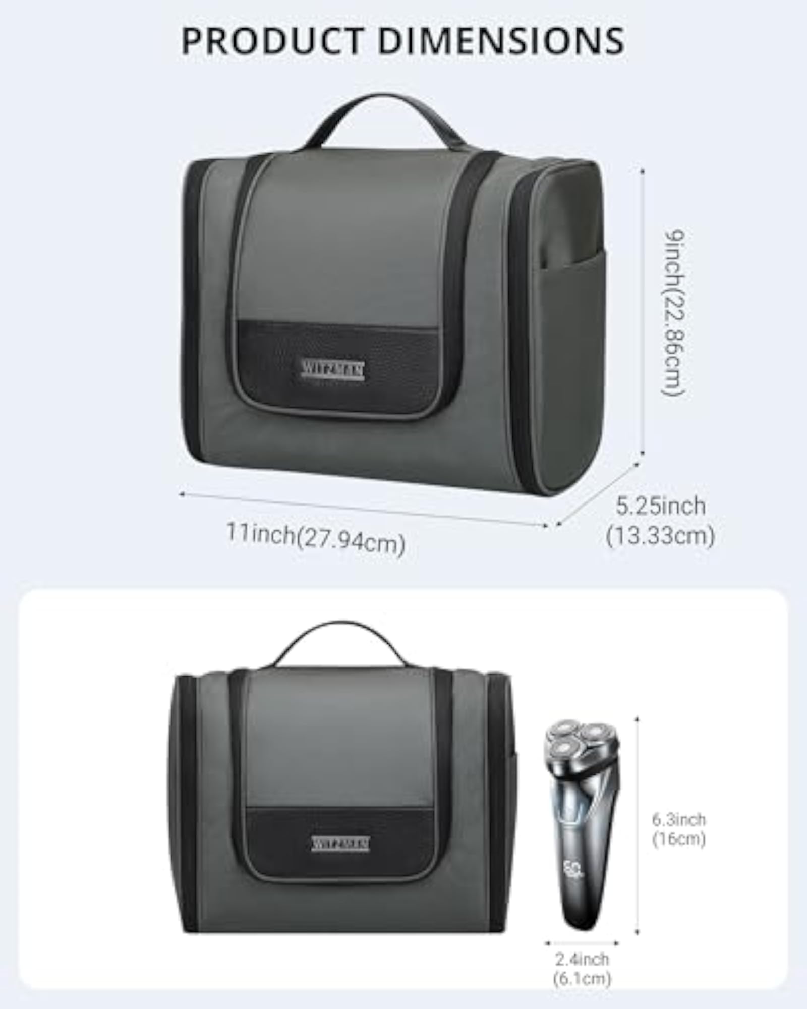 Large Hanging Toiletry Bag for Men, Water-Resistant