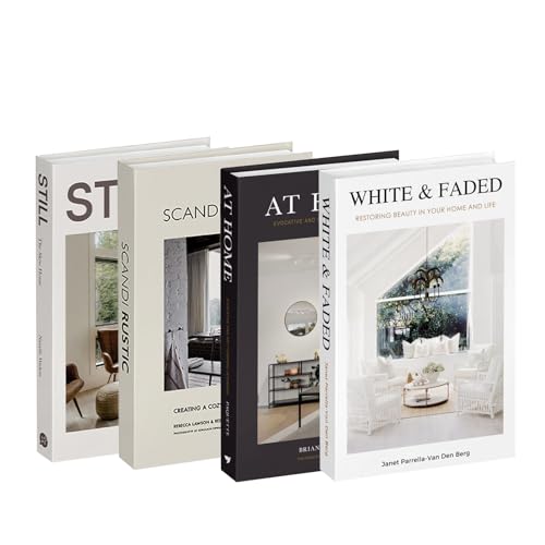 KASTWAVE Decor Books Faux Set 4 Pack Hollow Book Boxes for Storage Decorative Books for Bookshelf Home Aesthetic Decor for Living Room Bedroom Office Fake Books Coffee Table Decor