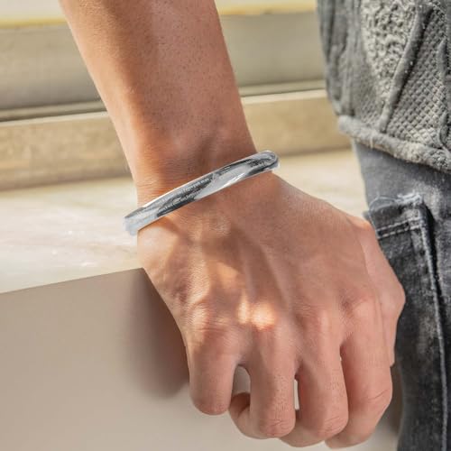 Image of Mesmerize Men's Hanuman Chalisa 9-Verse Kada in a Round Curved Design | Durable Stainless Steel Spiritual Kada Bracelet | Waterproof, Hypoallergenic - 6 Months Warranty Included