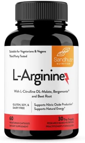 Sandhu's L-Arginine with L-Citrulline, Bergamonte & Beet Root Powder Nitric Oxide Precursor Workout Supplement for Men & Women 30 Day Supply Made in The USA (L-Arginine + L-Citrulline)