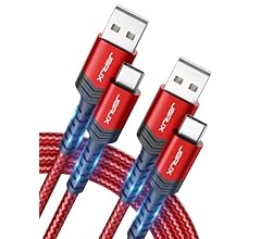 JSAUX USB C Cable (2m 2-Pack) 3.1A Fast Charging, Type C Charger Cable Compatible with iPhone 17 Air 16 15 Pro Max, Samsung…