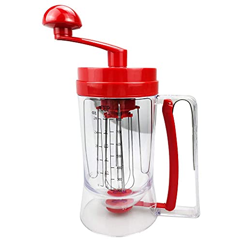 Pancake-Cupcake-Batter Dispenser, with Graduated Measuring Label, Hand-Cranked 2 in 1 Batter Machine, Used to Make Waffles, Muffin Kitchen Baking Tools