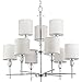 Progress Lighting Status Collection 9-Light Off-White Textured Linen Shade Coastal Chandelier Light Polished Chrome