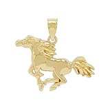 Gold Galloping Horse Charm - 10 Karat Solid Gold - Horse Pendant (Small)
