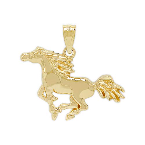 Gold Galloping Horse Charm - 10 Karat Solid Gold - Horse Pendant (Small)