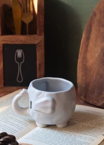Image of Weaving Home Ceramic Coffee Mug - The Cutest Ele Mug with Easy to Hold Handle Design, Microwave and Dishwasher Safe
