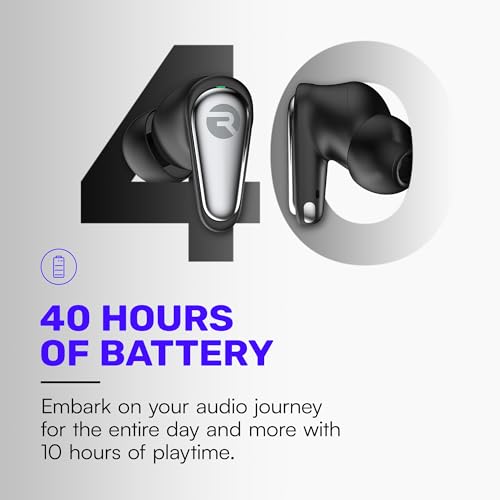 Image of Raycon Pro Earbuds Wireless Bluetooth + 6 Microphones with Hybrid Active Noise Canceling, Sweat & Water-Resistant Earphones, Premium Wireless Ear Buds Bluetooth 40 Hours Playtime (Silver)