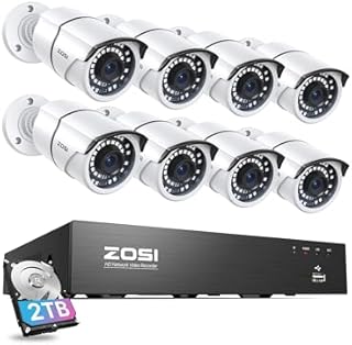ZOSI 8CH 4K PoE Home Security Camera System with 2TB HDD,8pcs 5MP Weatherproof Outdoor Indoor IP Cameras,Night Vision,Motion Detection,Remote Access,8MP 8 Ports 16CH NVR Recorder for 24/7 Recording