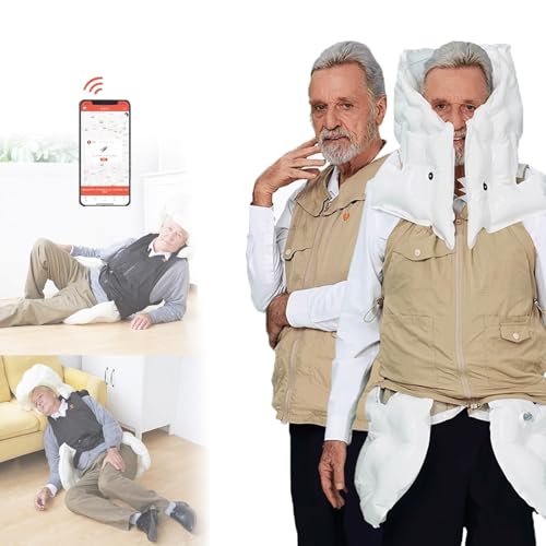 Elderly Anti-Fall Airbags Vest, Cycling Airbags Jacket for Seniors, Smart Wearable Rehabilitation Protective Gear with APP Remote Monitoring Alarm,khaki(Mr)-S