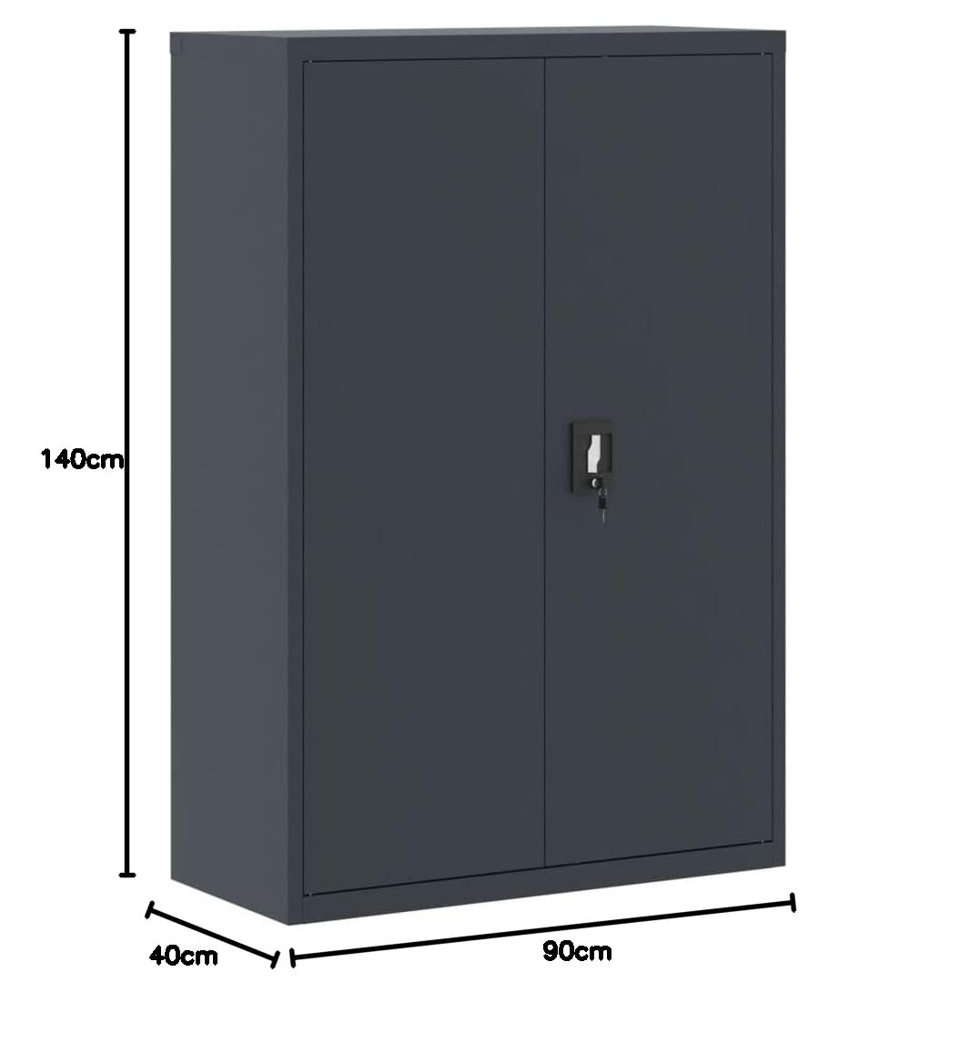 Willood Aktenschrank Anthrazit 90x40x140 cm Stahl Geeignet für Arbeitszimmer, Wohnzimmer, etc.