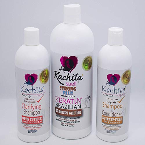 Full Kit NEW Brazilian Keratin Blowout Treatment Kachita Spell Chocolate 32 fl oz - Most Effective Brazilian Keratin Hair Treatment SET